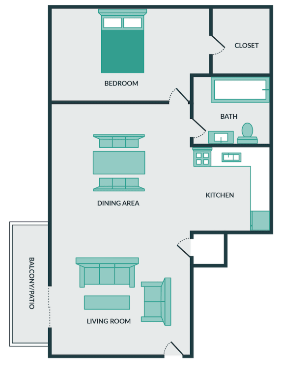 a floor plan of a bedroom apartment with a kitchen and a living room