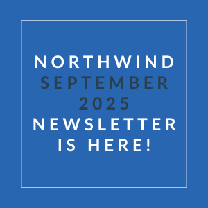 A blue background with white text announcing the Northwind September 2025 newsletter.