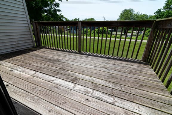 a deck with a fence