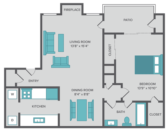 1 bed 1 bath floor plan
