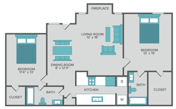 2 bed 2 bath floor plan