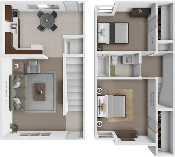 A floor plan of a house with a kitchen, living room, and bathroom.