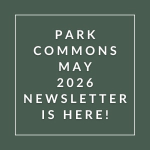 The image announces the availability of the Park Commons May 2026 newsletter.