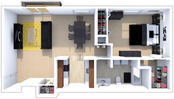 Floor Plan  1 bedroom, 1 bath floor plan at Pine Lake Manor apartments