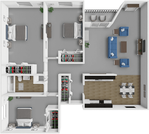 3 bed 1 bath Clemens floor plan at Park Meadows