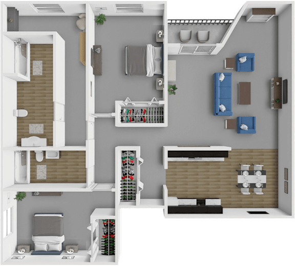 2 bed 2 bath Kraemer floor plan at Park Meadows