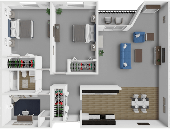 2 bed 1 bath Munsinger floor plan at Park Meadows