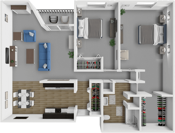 2 bed 1 bath Quarry floor plan at Park Meadows