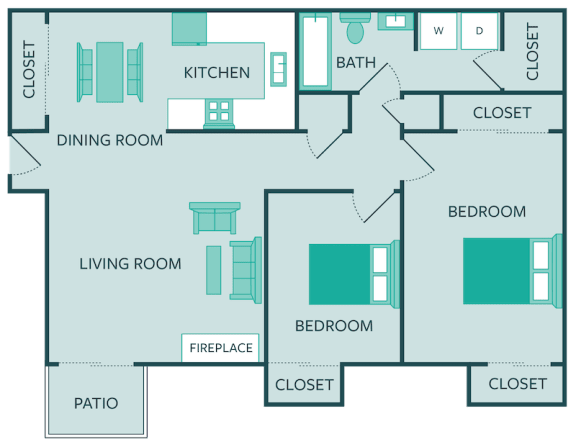Floor Plan  two bedroom one bath floor plan