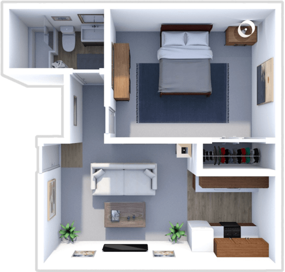 Floor Plan  1 bed 1 bath floor plan at pines of southmoor