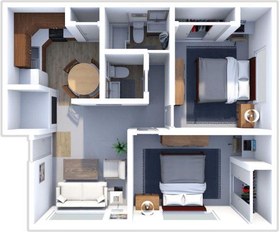 2 bed 1 half bath floor plan at pines of southmoor