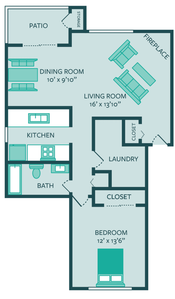 floor plan of one bedroom apartment