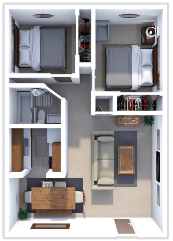 2 bed 1 bath floor plan at ranchview gardens