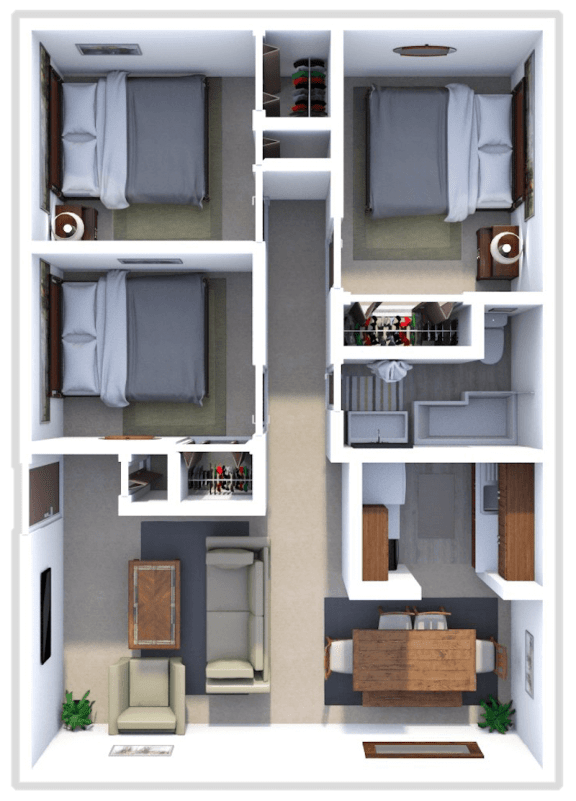 3 bed 1 bath floor plan at ranchview gardens