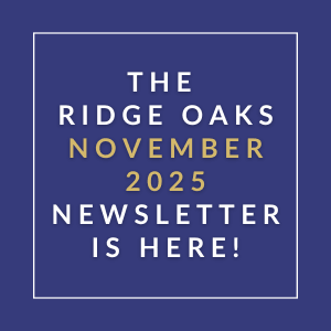 The cover of the Ridge Oaks November 2025 newsletter.
