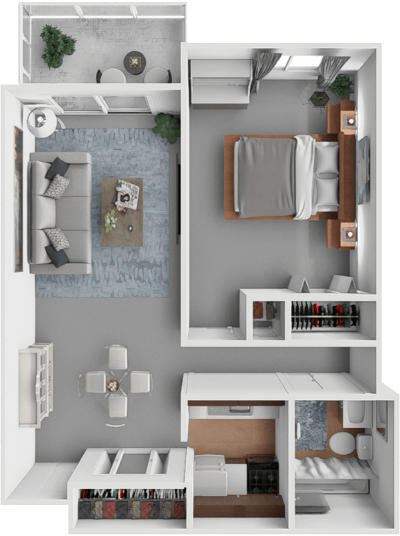 Ridge Oaks Oak Floor Plan, One bedroom