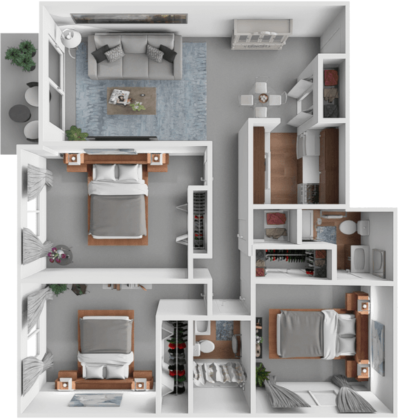 Ridge Oaks Woodland Floor Plan, Three bedroom