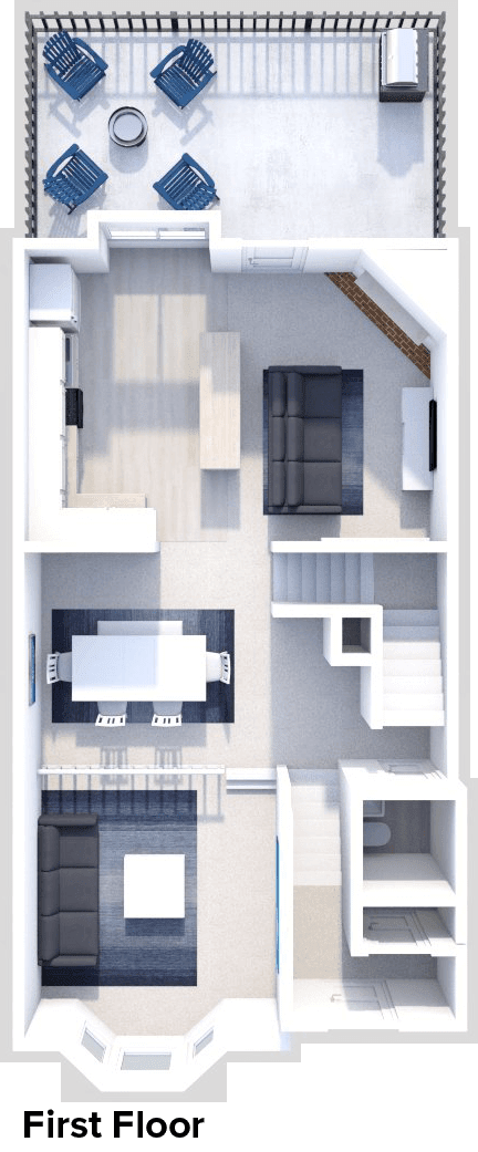 3 bedroom townhome floor plan