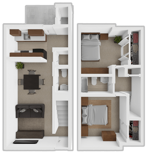 a rendering of a 3d floor plan of a house