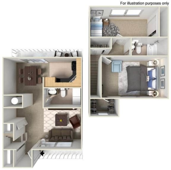 Floor Plan  2 bedroom townhome floor plan