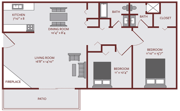 Floor Plan  2 bed 2 bath