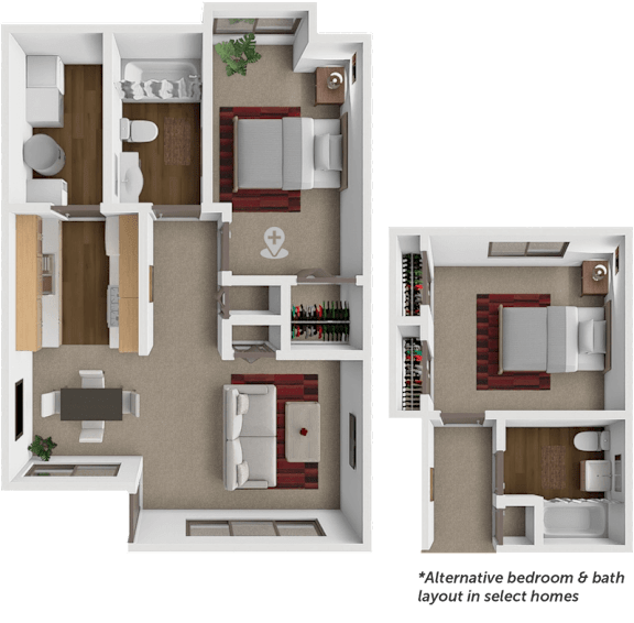 A floor plan of a 1 bedroom 1 bathroom home at springcreek in wichita, ks