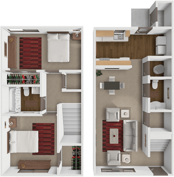 Floor Plan of a 2 bedroom townhome in Wichita, KS