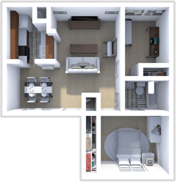 Floor Plan  1 bedroom, 1 bath Cypress floor plan at Saddlecreek Apartments