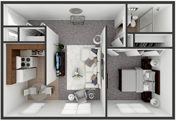 a floor plan of a one bedroom apartment