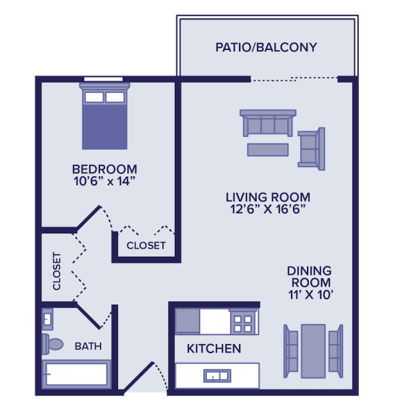 Floor Plan  1 bedroom 1 bathroom apartment in Burnsville, MN