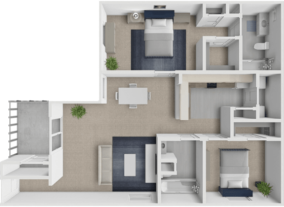 2 bedroom 2 bathroom floor plan at shoreline landing