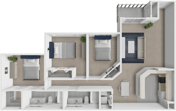 3 bedroom 2 bathroom floor plan at shoreline landing