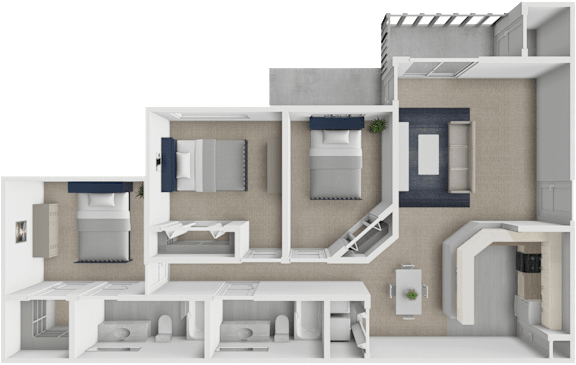 3 bedroom 2 bathroom floor plan at shoreline landing