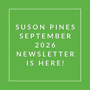 The image announces the availability of the Suson Pines September 2026 newsletter.