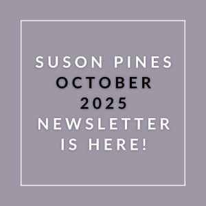 The image announces the availability of the Suson Pines October 2025 newsletter.