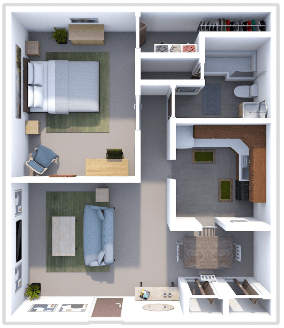 1 bed 1 bath floor plan at sandpiper cove apartments in Sandusky, OH