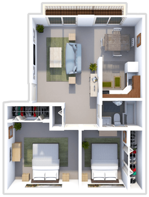 2 bed 1 bath floor plan at sandpiper cove apartments in Sandusky, OH