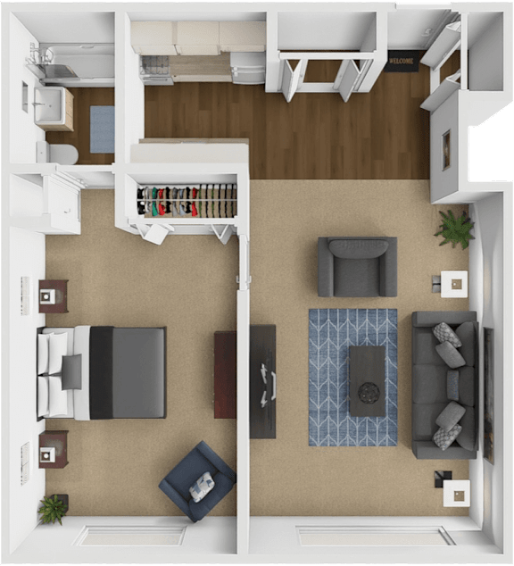 one bedroom floor plan at shores of roosevelt