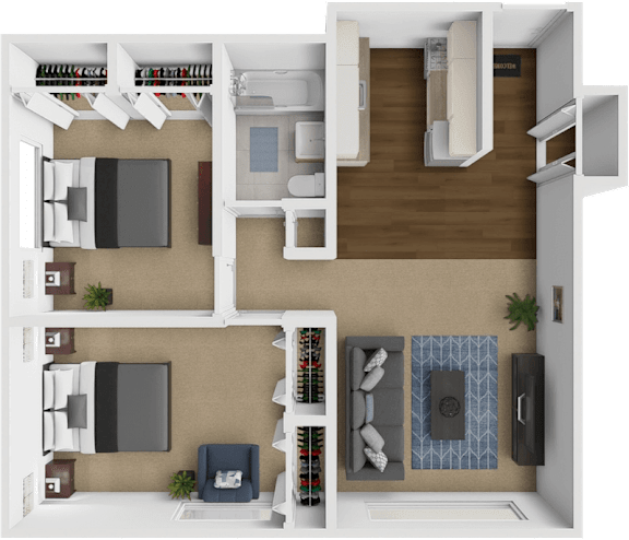 Floor Plan  two bedroom floor plan at shores of roosevelt