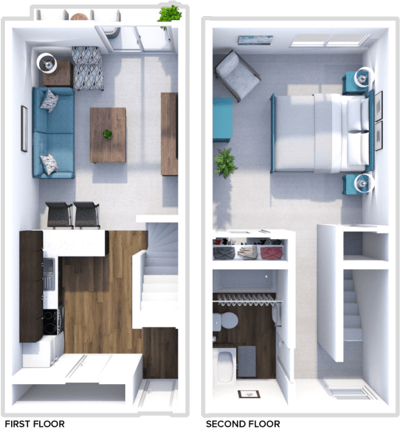 1 bedroom, 1 bath floor plan at San Rafael Townhomes