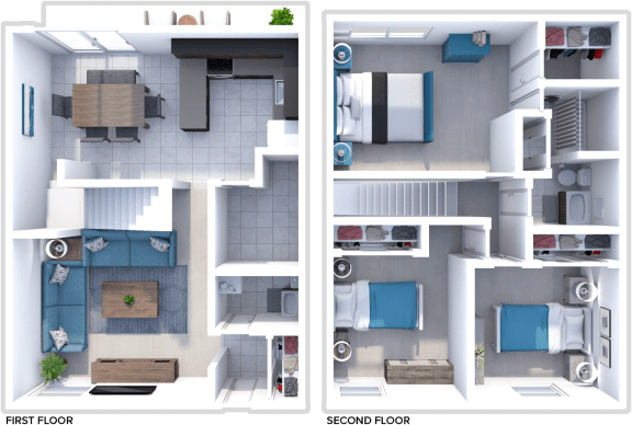 3 bedroom, 1-1/2 bath floor plan at San Rafael Townhomes