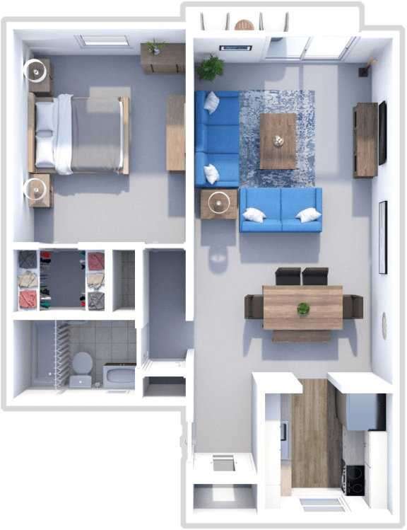 1 bedroom, 1 bath, Aspen floor plan at Retreat at Seven Trails