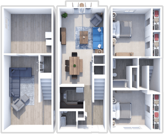 2 bedroom, 1 and a half bath, Tahoe floor plan at Retreat at Seven Trails