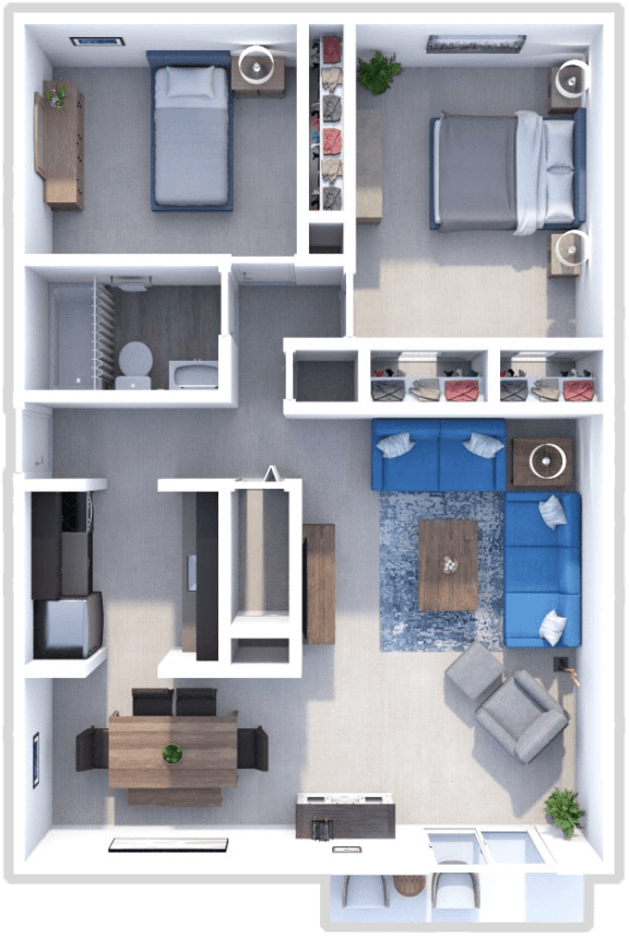 Floor Plan  2 bedroom, 1 bath, Breckenridge floor plan at Retreat at Seven Trails