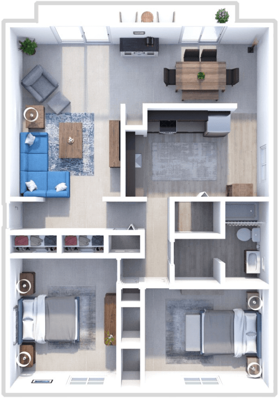 2 bedroom, 1 bath, Keystone floor plan at Retreat at Seven Trails