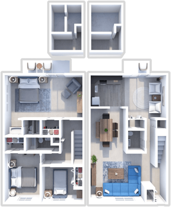 2 bedroom, 2 and a half bath, Alpine Plus floor plan at Retreat at Seven Trails