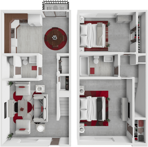 a floor plan of a house with bedrooms and a living room