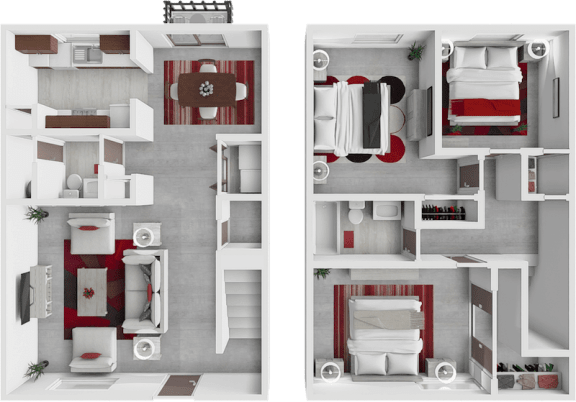 a floor plan of a house with bedrooms and a living room