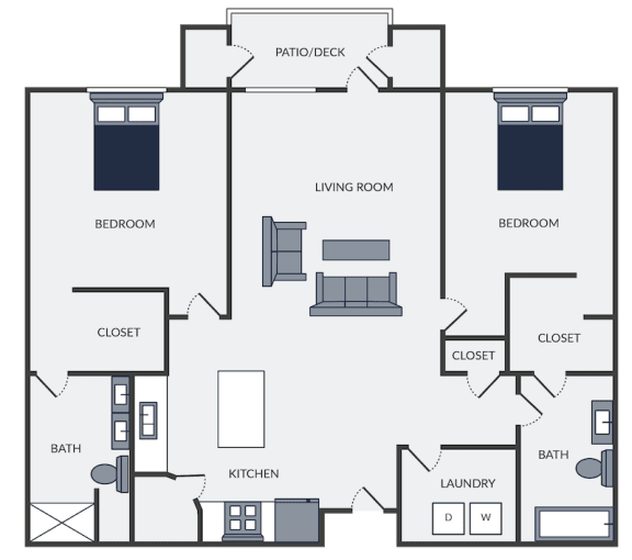 2 bed 2 bath floor plan at the chateau apartment homes