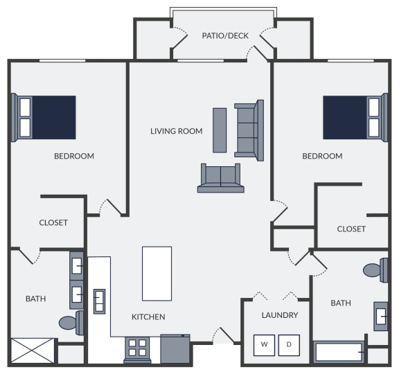 a blueprint of a floor plan with bedrooms and baths